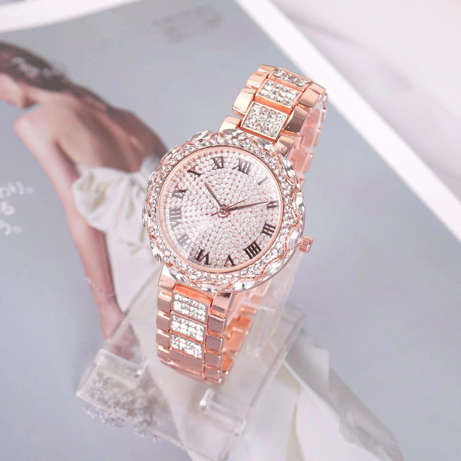 Gypsophila Diamond Quartz Watch with Roman Numerals