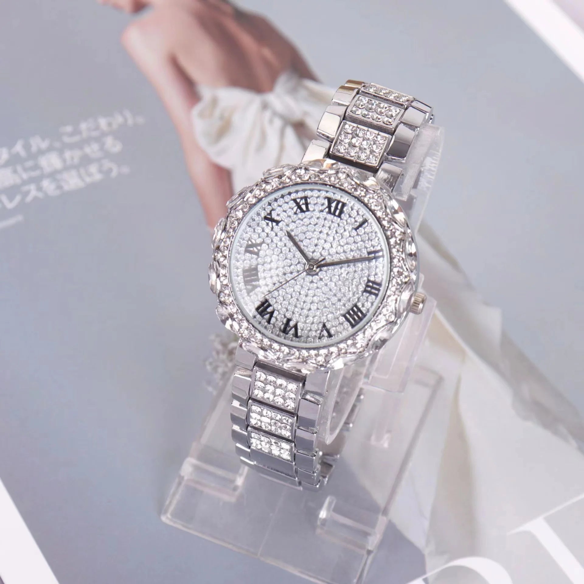 Gypsophila Diamond Quartz Watch with Roman Numerals 1