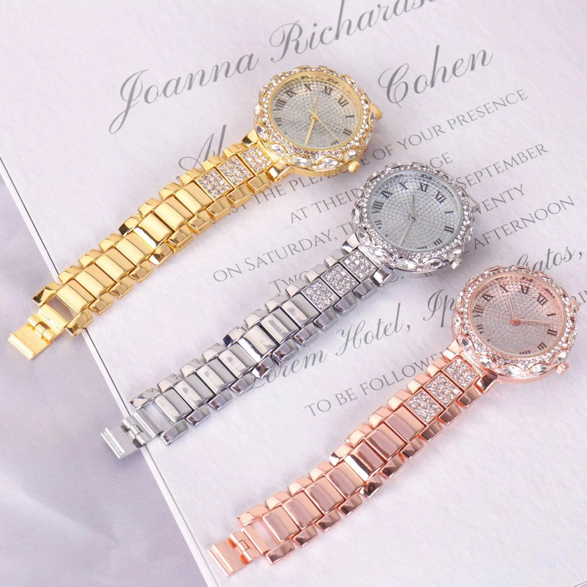Gypsophila Diamond Quartz Watch with Roman Numerals 3