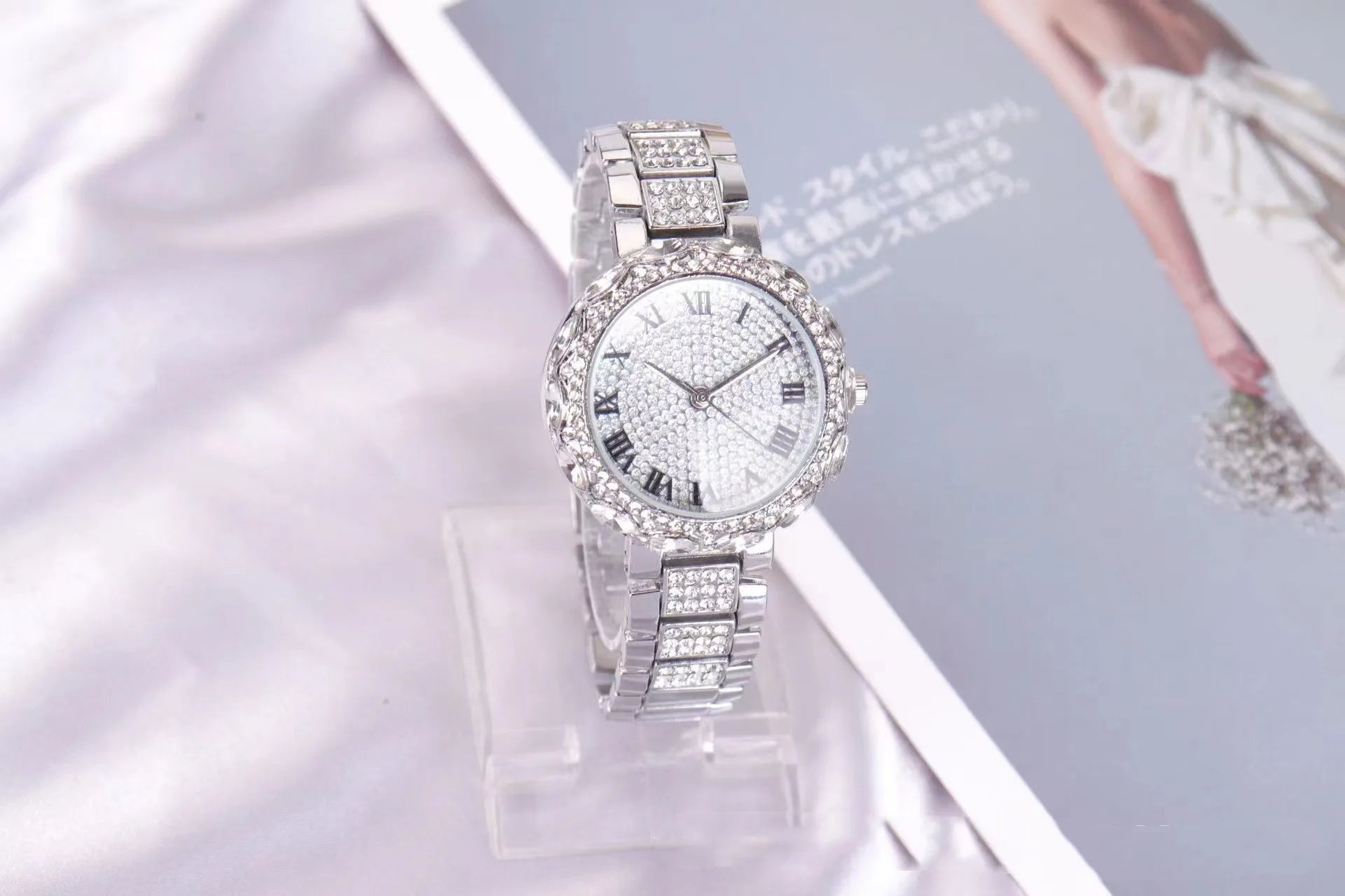 Gypsophila Diamond Quartz Watch with Roman Numerals 4