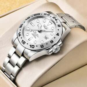 LIGE Men's Waterproof Stainless Steel Quartz Watch with Date & Luminous Hands