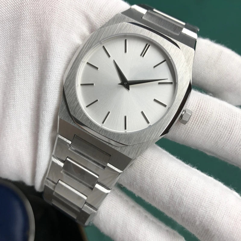 Men's 40mm Ultra-Thin Quartz Watch 316L Steel, Water Resistant 9