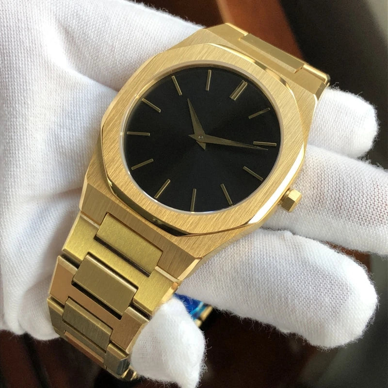 Men's 40mm Ultra-Thin Quartz Watch 316L Steel, Water Resistant 12