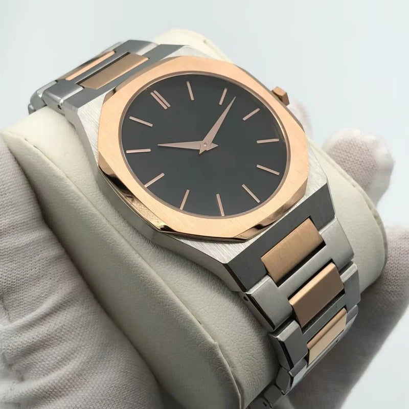 Men's 40mm Ultra-Thin Quartz Watch 316L Steel, Water Resistant 14