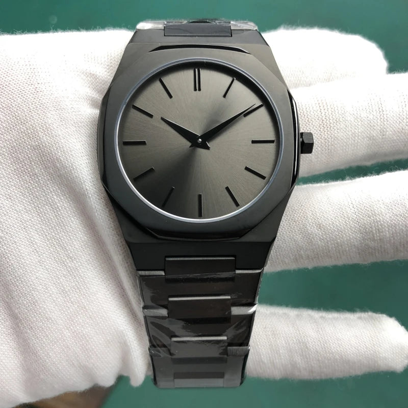 Men's 40mm Ultra-Thin Quartz Watch 316L Steel, Water Resistant 15