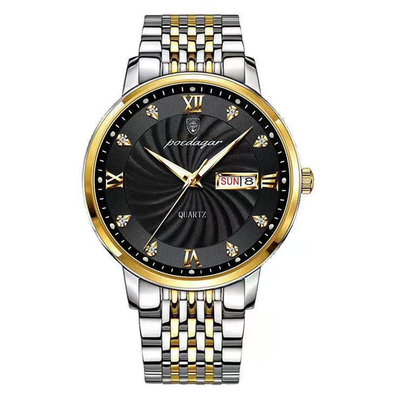 Men's Gold Stainless Steel Quartz Watch - Waterproof & Stylish 2