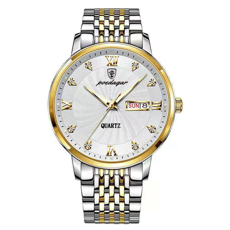 Men's Gold Stainless Steel Quartz Watch - Waterproof & Stylish 3