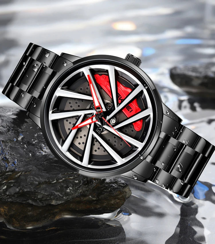 Men's Luxury Quartz Watch Waterproof Car Wheel Design 2