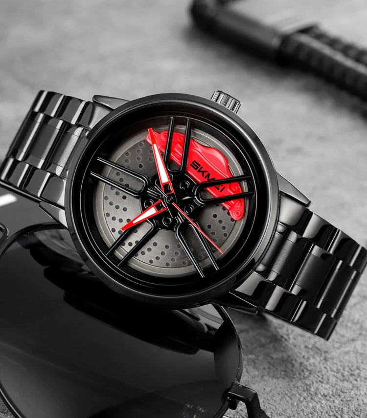 Men's Luxury Quartz Watch Waterproof Car Wheel Design 3