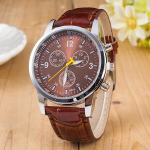 Men's Luxury Roman Numeral Leather Quartz Watch
