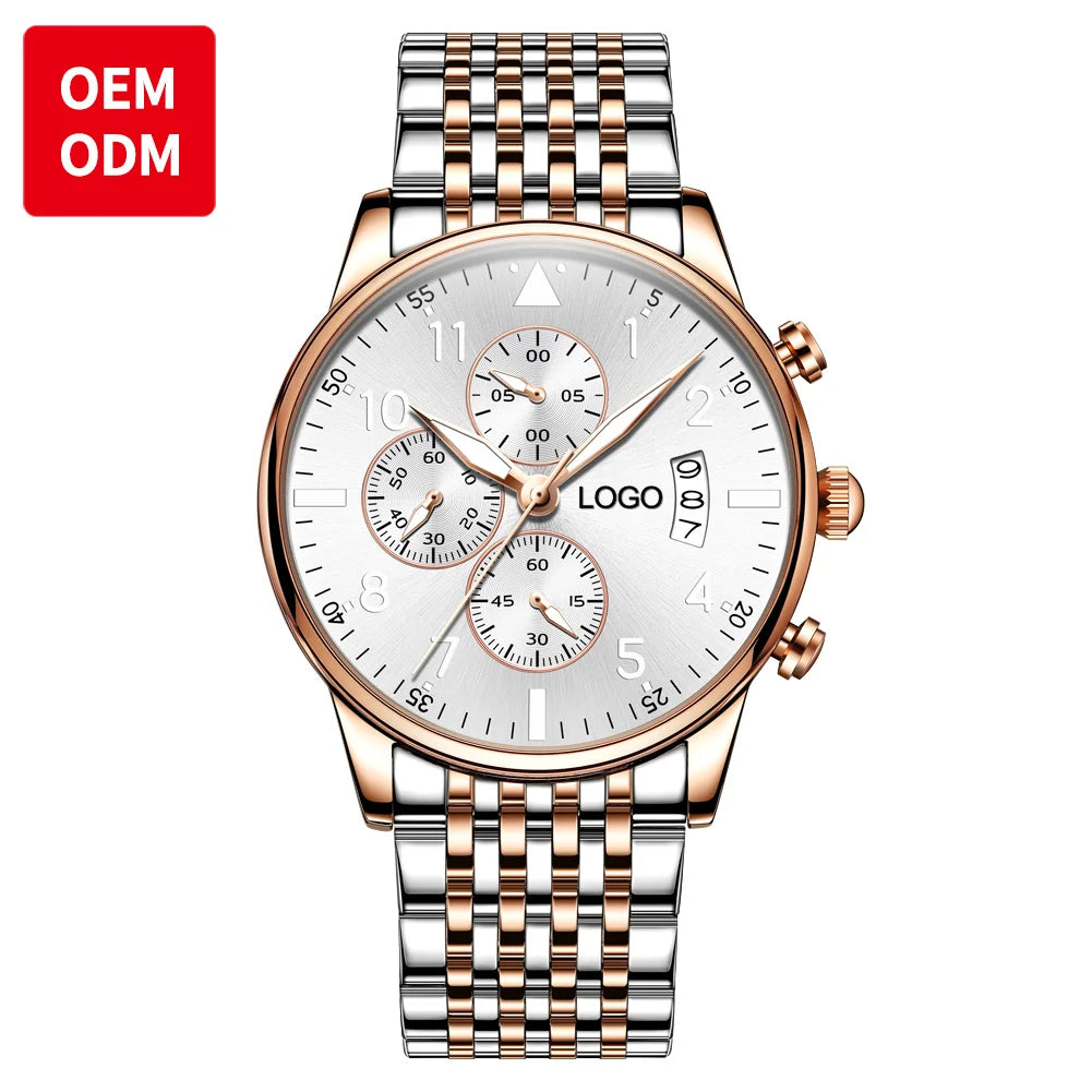 Men's Luxury Stainless Steel Chronograph Quartz Watch 6