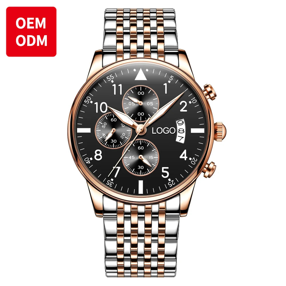 Men's Luxury Stainless Steel Chronograph Quartz Watch 8