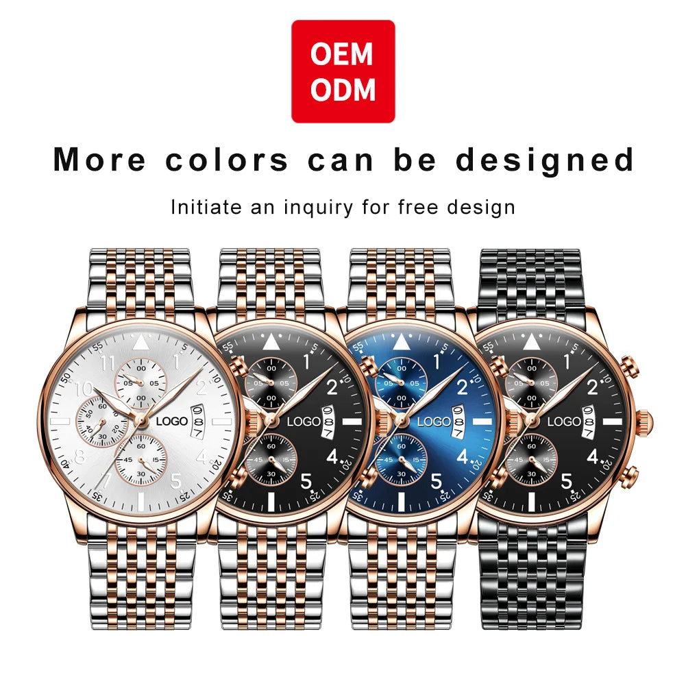 Men's Luxury Stainless Steel Chronograph Quartz Watch 3