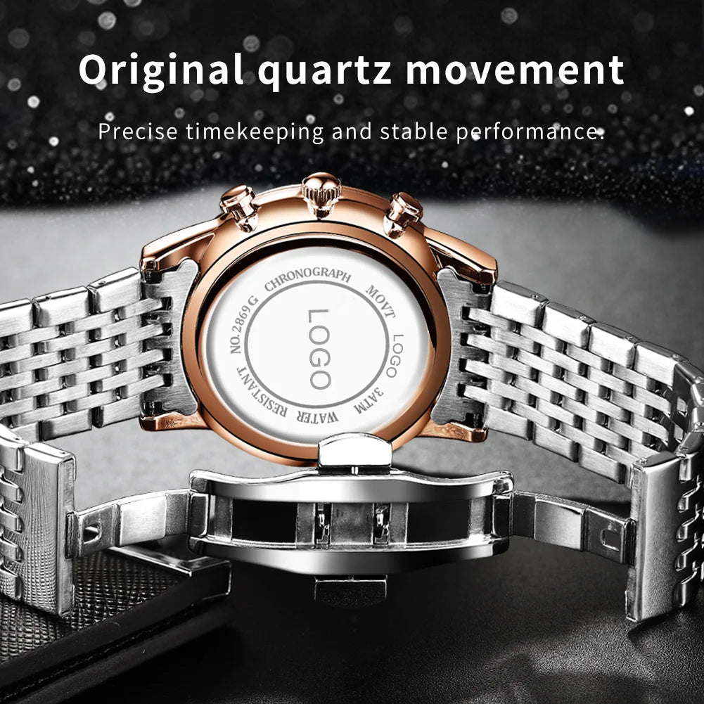 Men's Luxury Stainless Steel Chronograph Quartz Watch 4