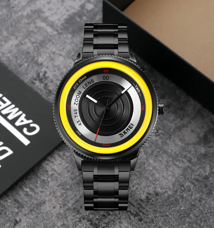 Men's Luxury Waterproof Quartz Watch with Wheel Design