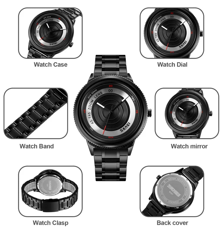 Men's Luxury Waterproof Quartz Watch with Wheel Design 4