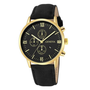 Men's Quartz Sports Watch with Leather Strap and Calendar 2