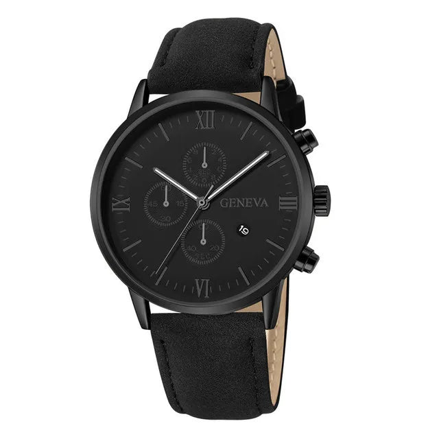 Men's Quartz Sports Watch with Leather Strap and Calendar 5