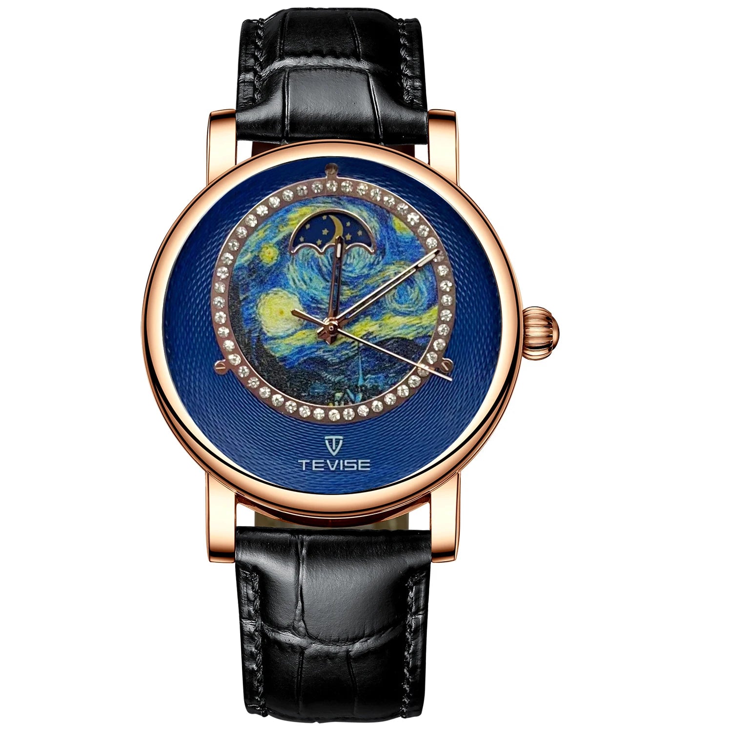 Men's Zircon Art Design Mechanical Watch with Power Reserve 4