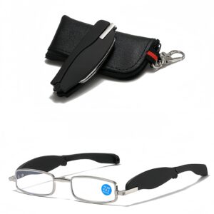 Mini Folding Key Chain Reading Glasses with Anti Blue Light Lenses