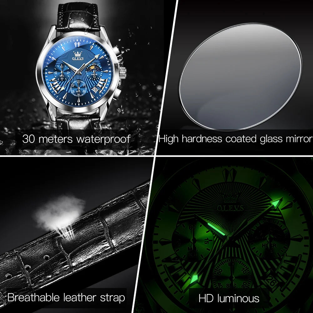 Olevs Men's Luxury Quartz Waterproof Business Watch 5