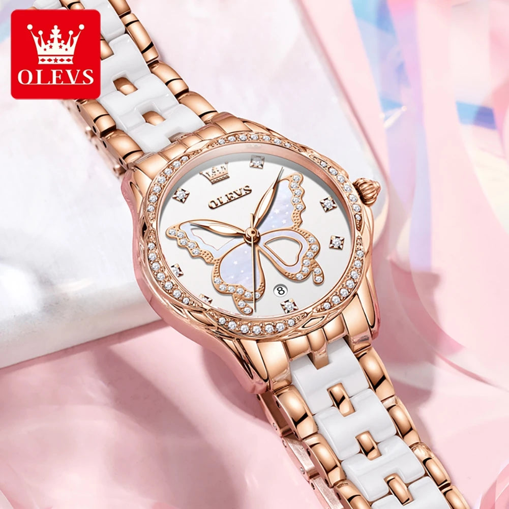 OLEVS Women's Luxury Diamond Stainless Steel Watch 2