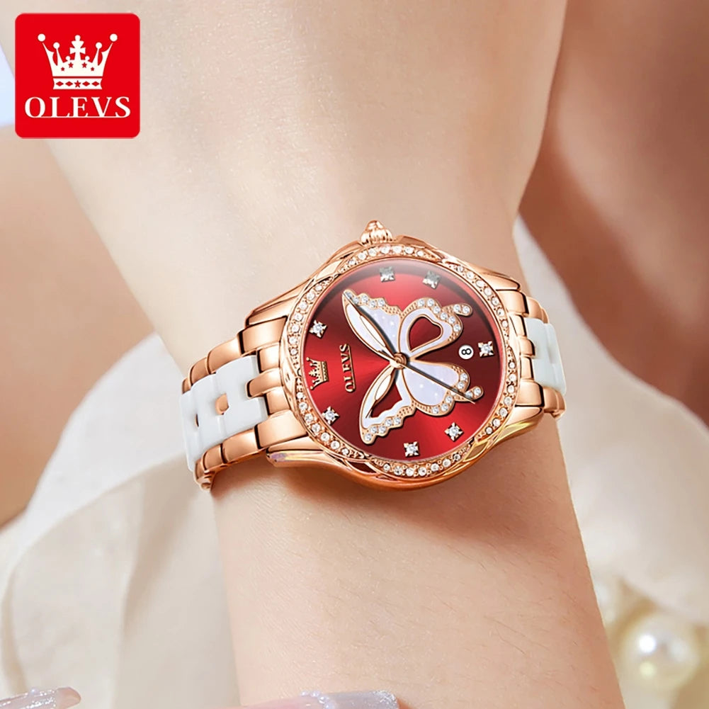 OLEVS Women's Luxury Diamond Stainless Steel Watch 3
