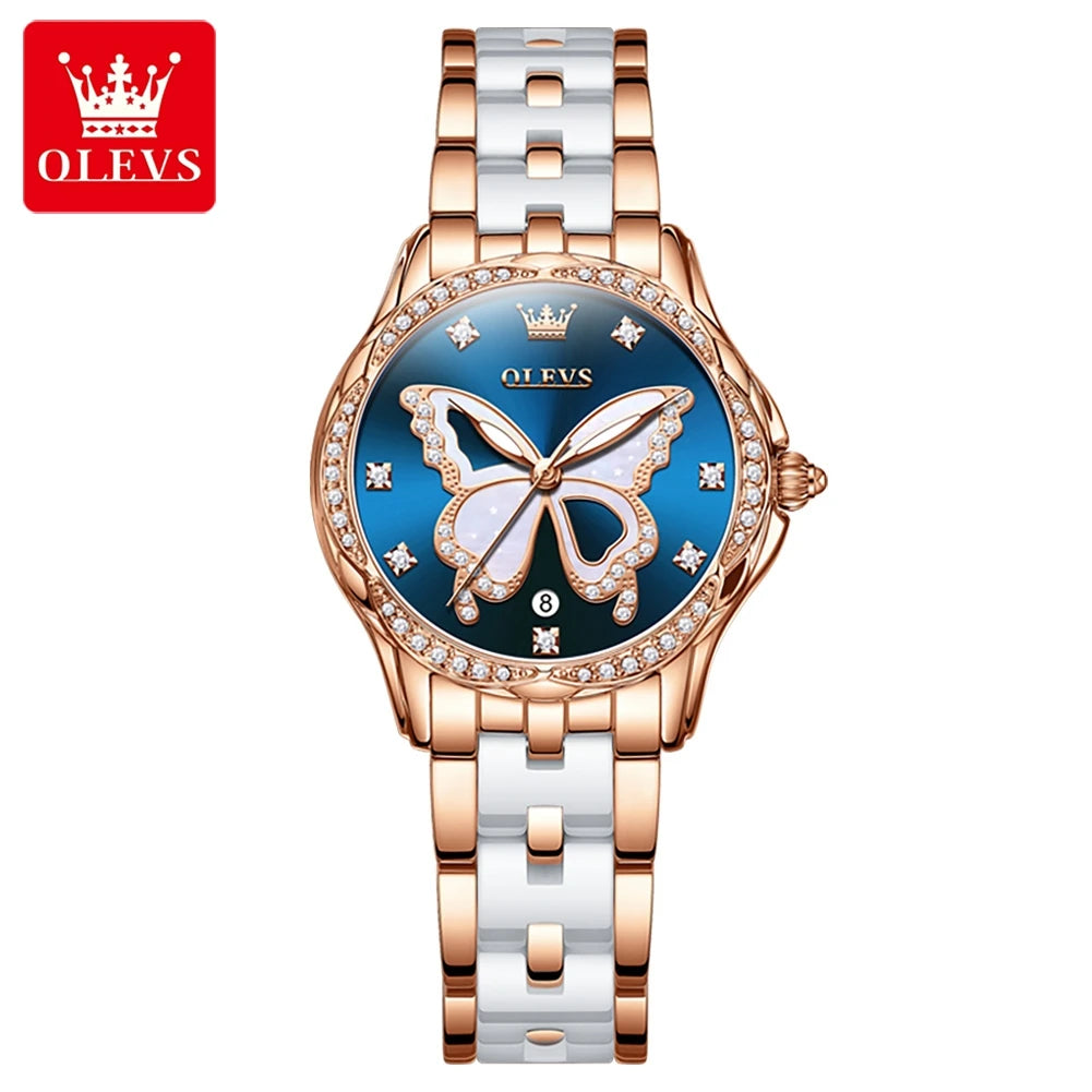 OLEVS Women's Luxury Diamond Stainless Steel Watch 7