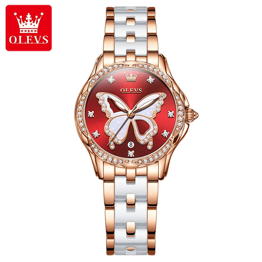 OLEVS Women's Luxury Diamond Stainless Steel Watch 8