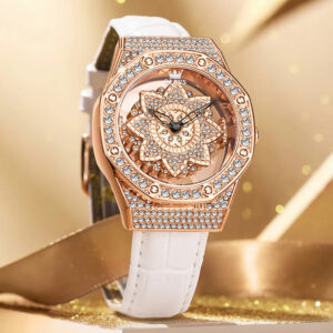 OLEVS Women's Luxury Luminous Quartz Watch with Leather Strap