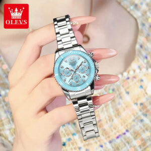 Olevs Women's Quartz Watch, Sport Chronograph, Luminous, Diamond Accents