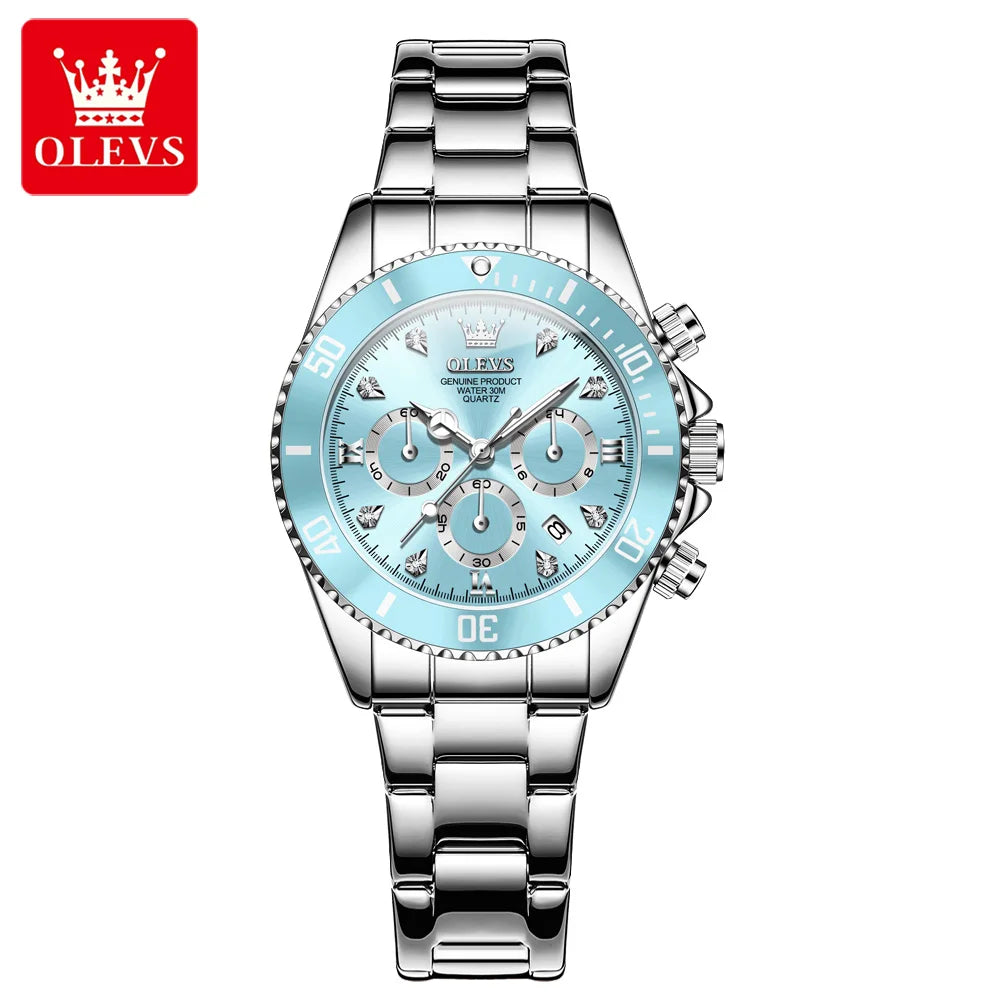Olevs Women's Quartz Watch, Sport Chronograph, Luminous, Diamond Accents 7