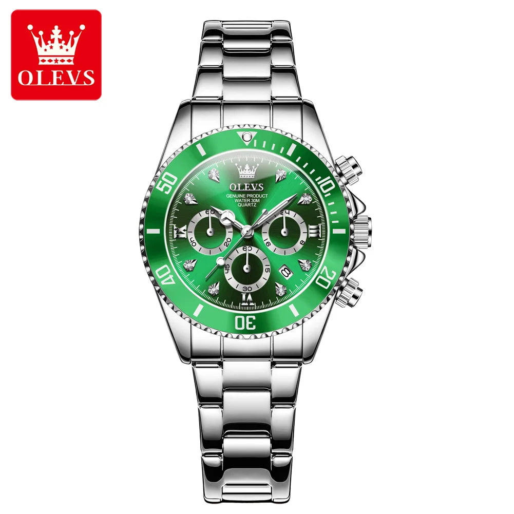 Olevs Women's Quartz Watch, Sport Chronograph, Luminous, Diamond Accents 8
