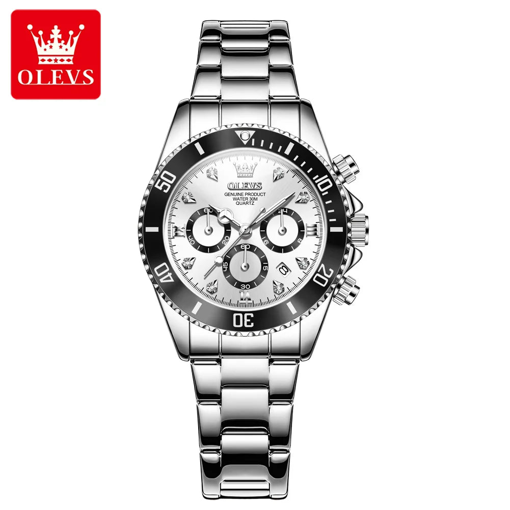 Olevs Women's Quartz Watch, Sport Chronograph, Luminous, Diamond Accents 9