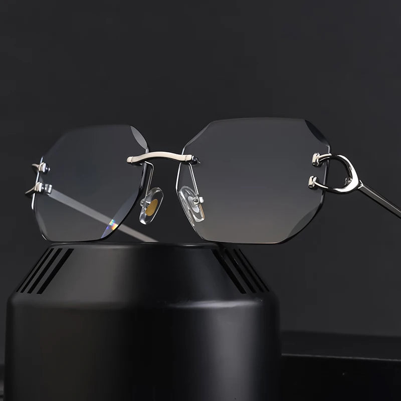 Partagas Rimless Diamond Cut UV400 Sunglasses Unisex 2