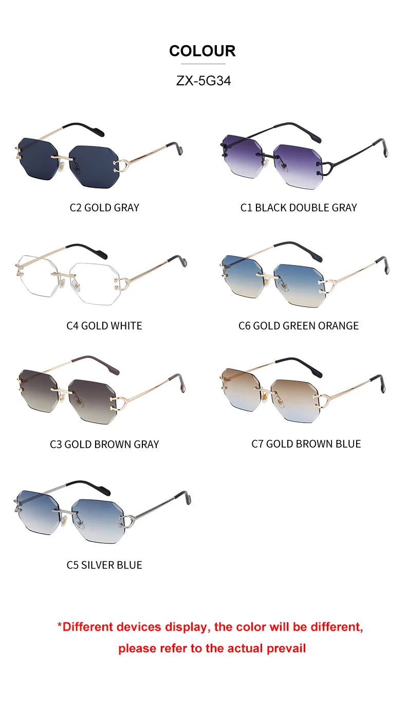 Partagas Rimless Diamond Cut UV400 Sunglasses Unisex 4