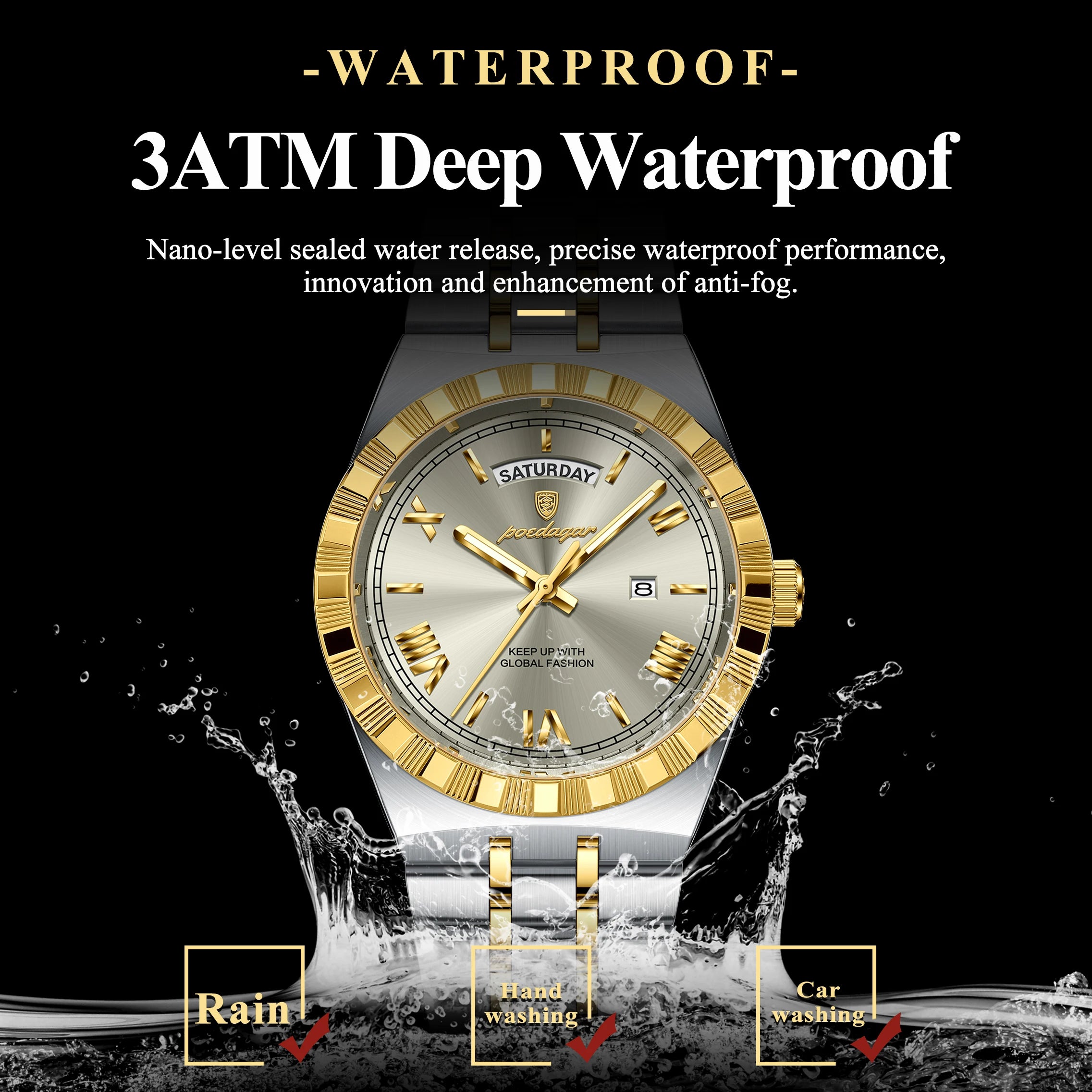 Poedagar 675 Men's Luxury Waterproof Quartz Watch Stainless Steel 1