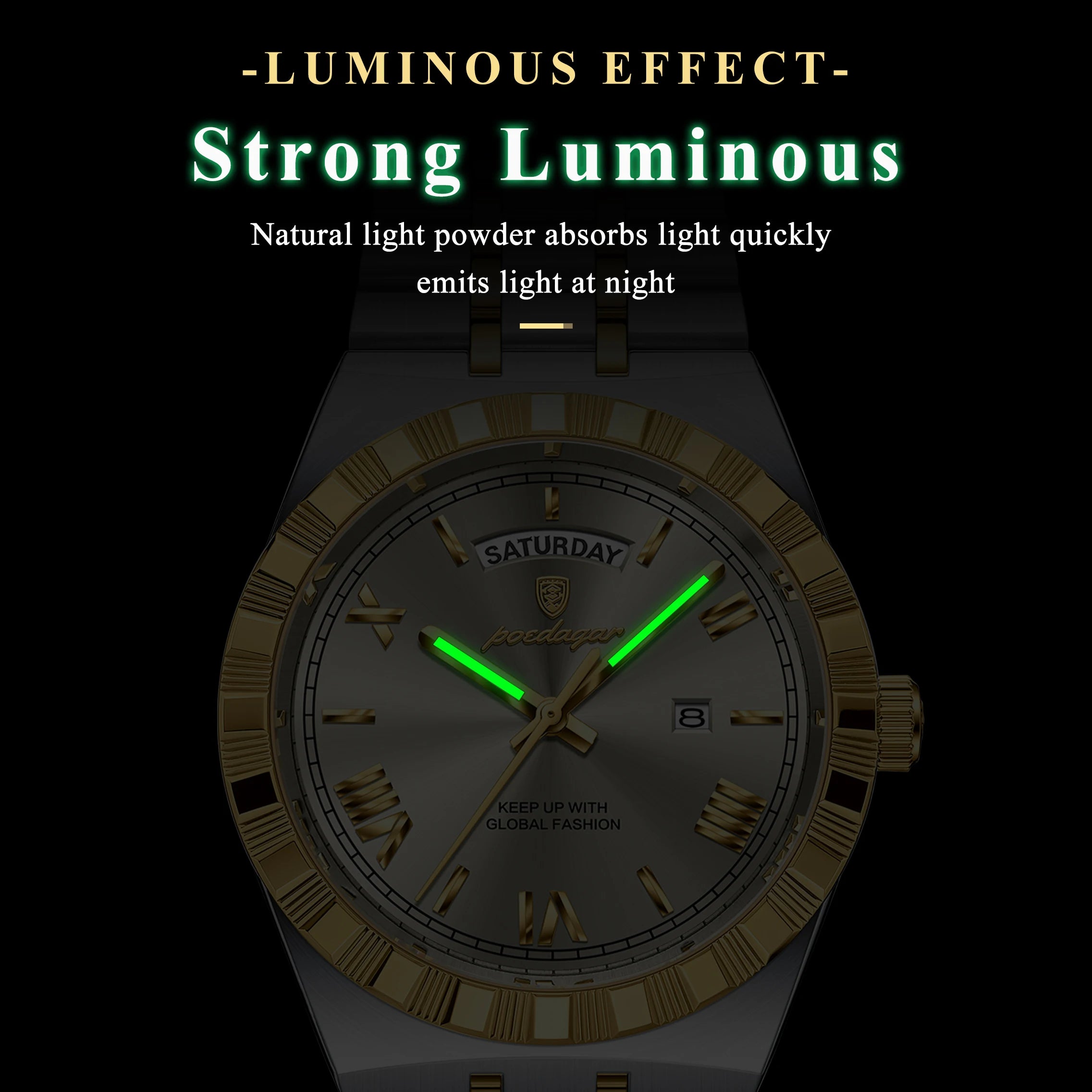 Poedagar 675 Men's Luxury Waterproof Quartz Watch Stainless Steel 2