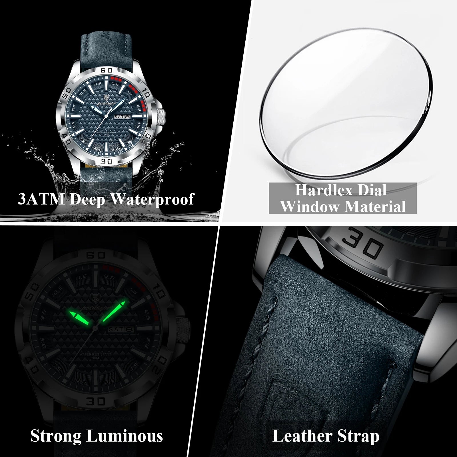 Poedagar Luxury Waterproof Luminous Men's Watch 3