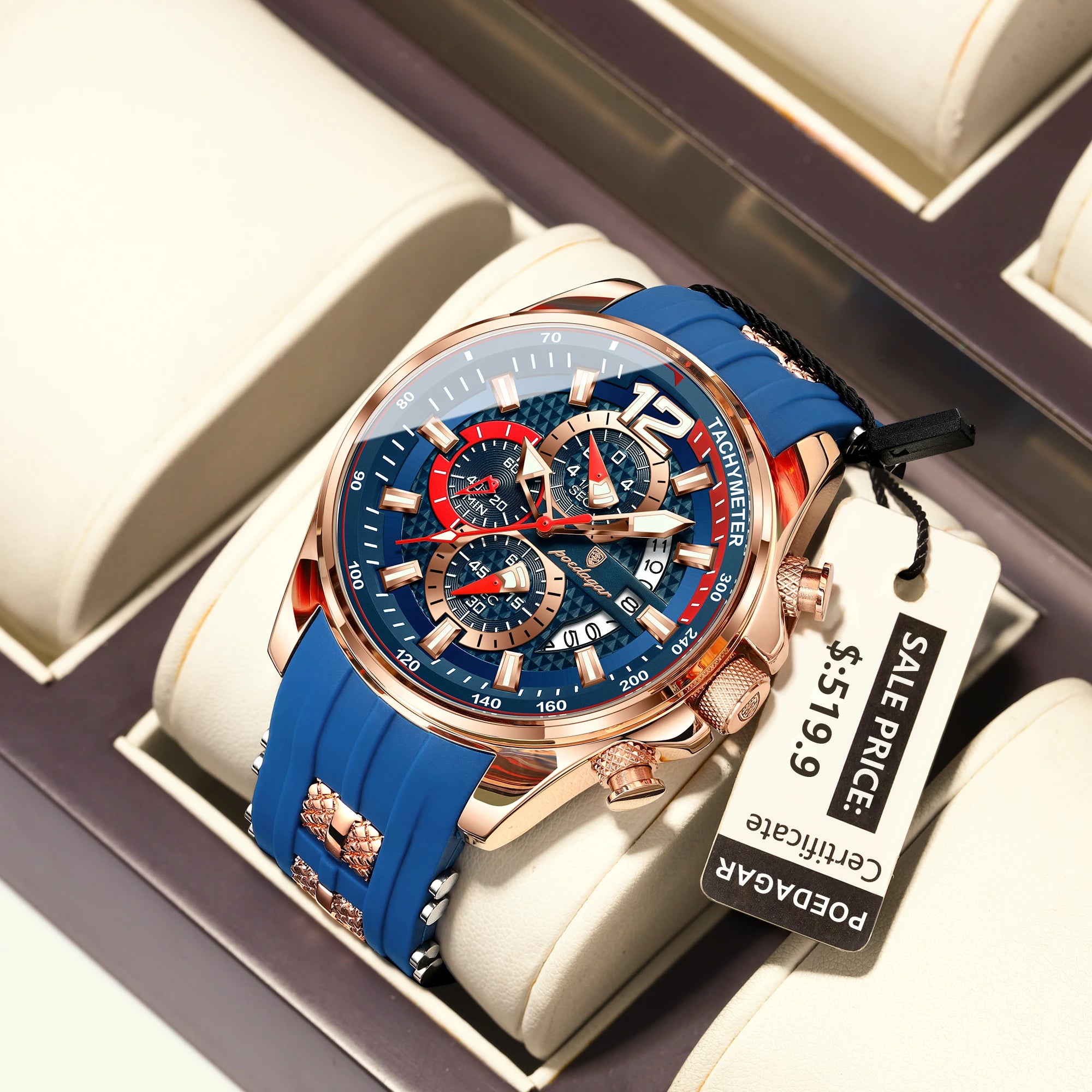 Poedagar Men's Quartz Chronograph Waterproof Watch