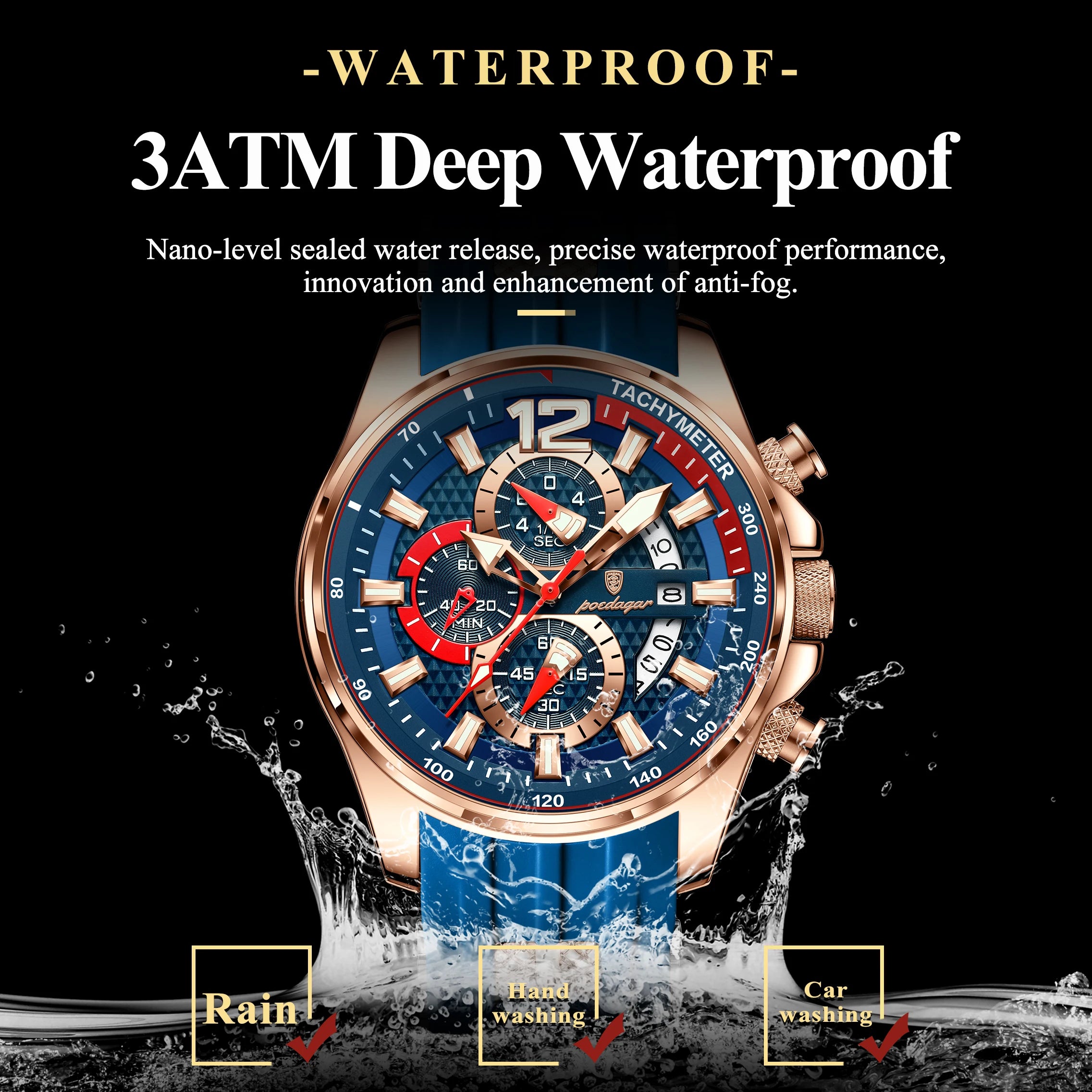 Poedagar Men's Quartz Chronograph Waterproof Watch 1