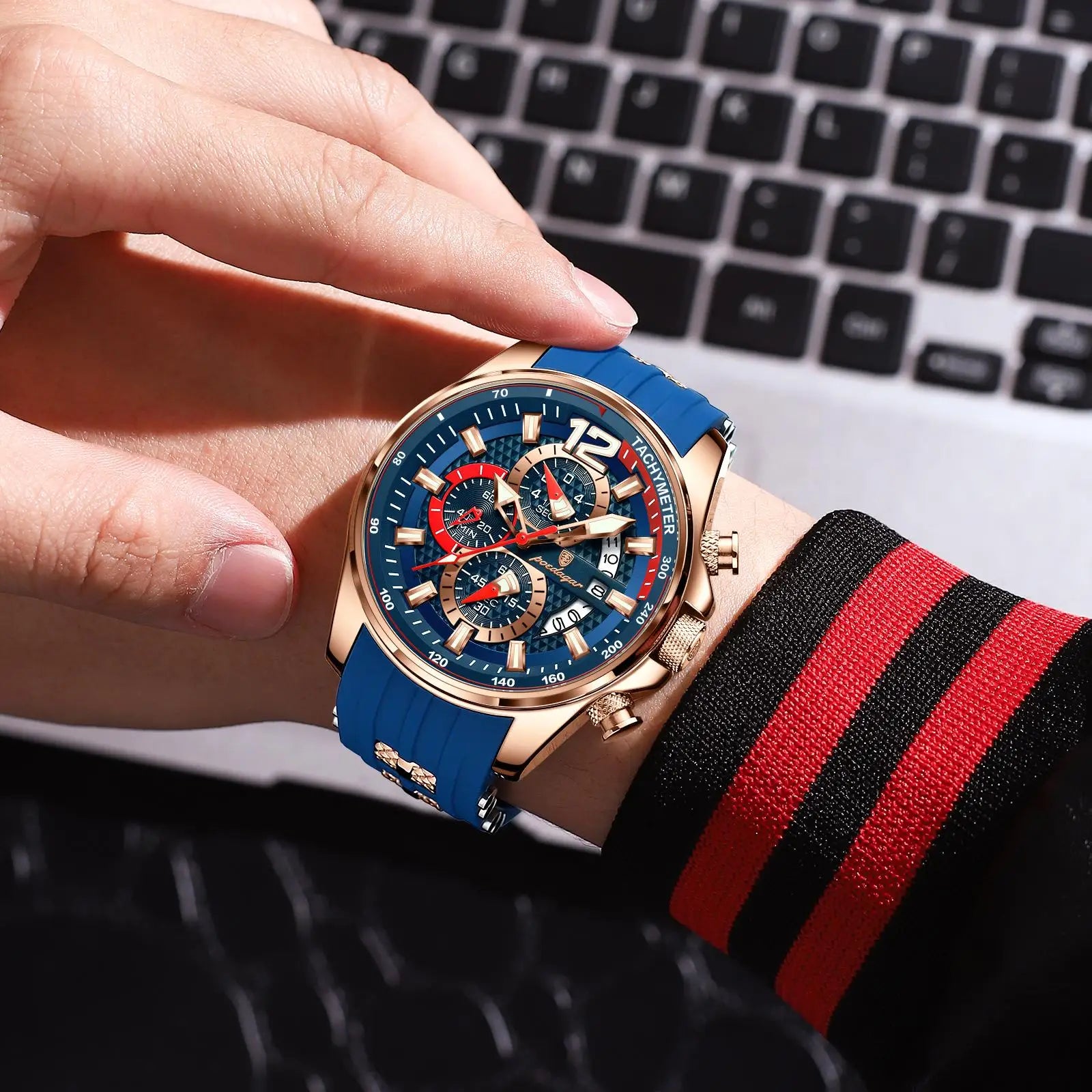 Poedagar Men's Quartz Chronograph Waterproof Watch 5