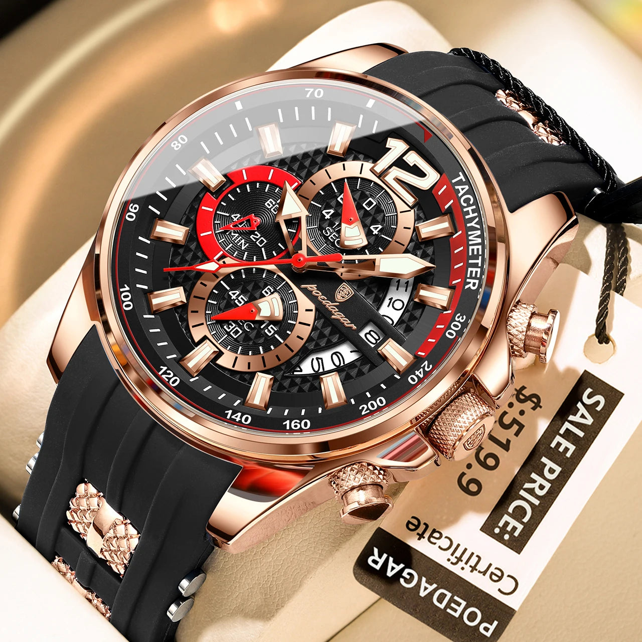 Poedagar Men's Quartz Chronograph Waterproof Watch 6