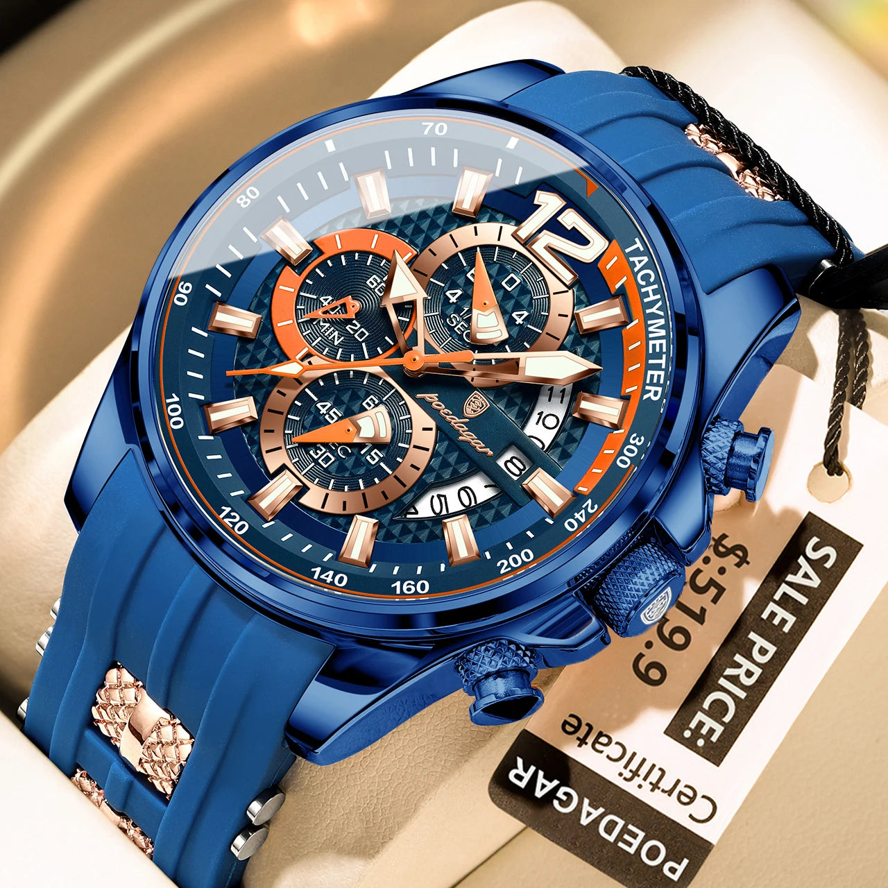 Poedagar Men's Quartz Chronograph Waterproof Watch 8