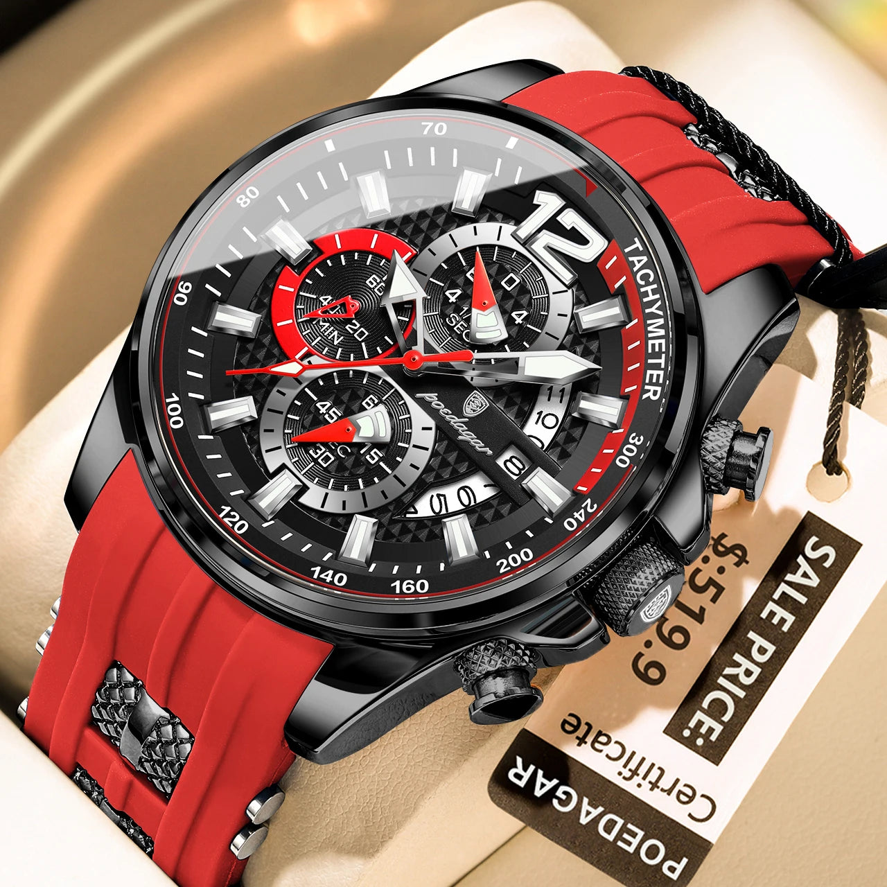 Poedagar Men's Quartz Chronograph Waterproof Watch 9