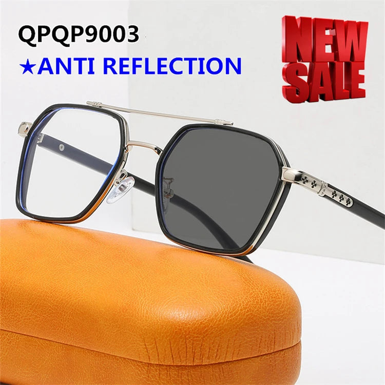 Qingqing Photochromic Half Frame Eyeglasses Blue/Black Unisex 11