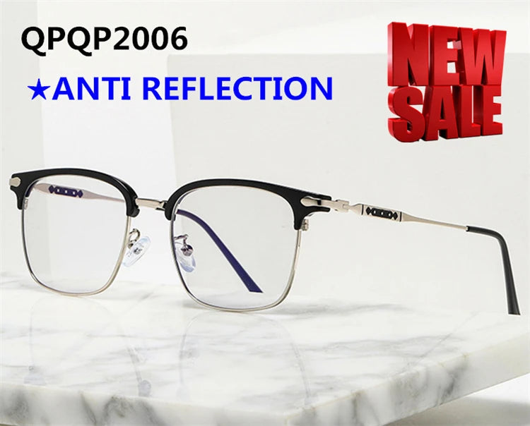 Qingqing Photochromic Half Frame Eyeglasses Blue/Black Unisex 12