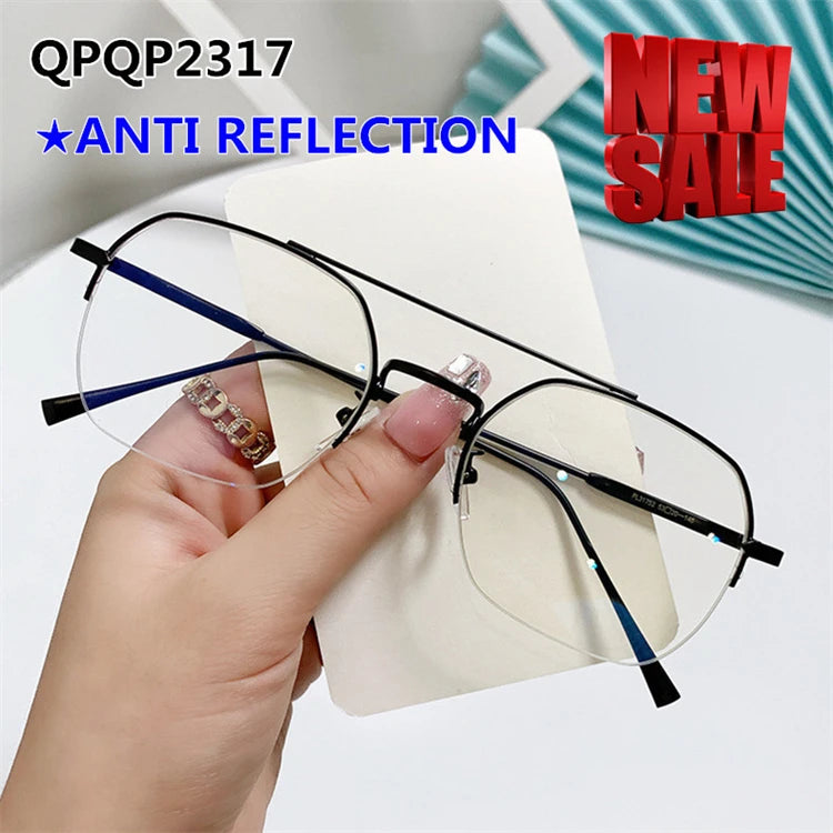 Qingqing Photochromic Half Frame Eyeglasses Blue/Black Unisex 14