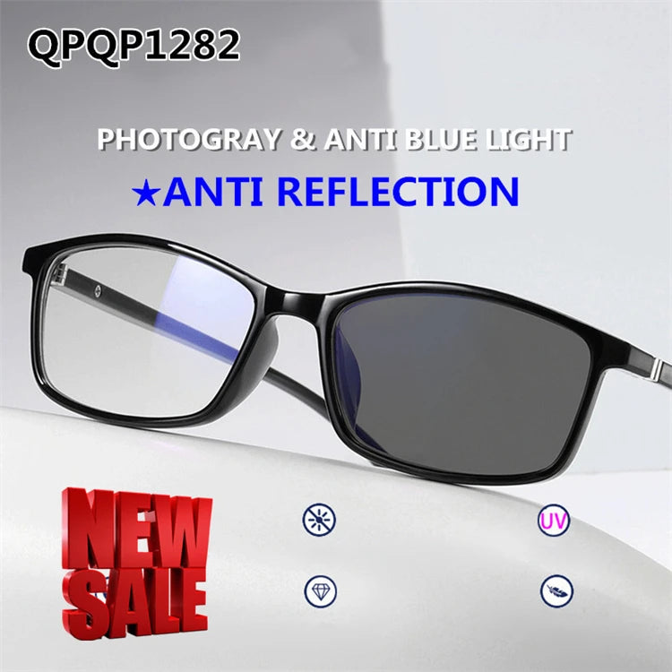 Qingqing Photochromic Half Frame Eyeglasses Blue/Black Unisex 15