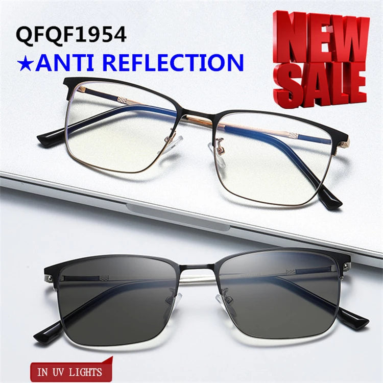 Qingqing Photochromic Half Frame Eyeglasses Blue/Black Unisex 18